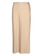 Viellette Hw Midi Skirt - Noos Pitkä Hame Beige Vila