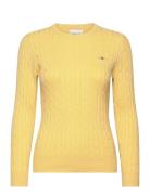 Stretch Cotton Cable C-Neck Tops Knitwear Jumpers Yellow GANT