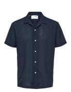 Slhreg-Air Shirt Ss Mix W Tops Shirts Short-sleeved Navy Selected Homm...