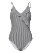 Striba Bly Frill Swimsuit Uimapuku Uima-asut Navy Becksöndergaard