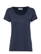 Slcolumbine Tee Tops T-shirts & Tops Short-sleeved Navy Soaked In Luxu...