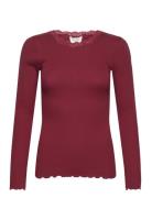 Organic T-Shirt W/ Lace Tops T-shirts & Tops Long-sleeved Red Rosemund...