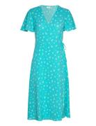 Vilovie S/S Wrap Midi Dress - Noos Polvipituinen Mekko Blue Vila