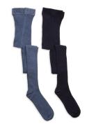 Stocking - Solid Rib 2-Pack Sukkahousut Blue Minymo