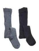 Wool Stocking - Rib 2-Pack Sukkahousut Multi/patterned Minymo