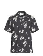 Slhreg-Air Shirt Ss Mix Tops Shirts Short-sleeved Black Selected Homme