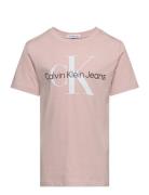 Ck Monogram Ss T-Shirt Tops T-shirts Short-sleeved Pink Calvin Klein