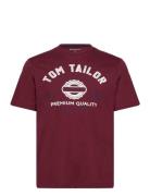 T-Shirt With Logo Print Tops T-shirts Short-sleeved Burgundy Tom Tailo...