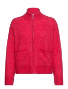 Slfsia Ras Ls Knit Zipper Cardigan Noos Tops Knitwear Cardigans Red Se...