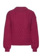 Vichinti O-Neck Cable Knit Top/Su-Noos Tops Knitwear Jumpers Red Vila