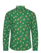 Onsalf Xmas Cookie Aop Slim Poplin Shirt Tops Shirts Casual Green ONLY...