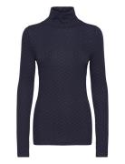 Rodebjer Kiena Leaves Tops Knitwear Turtleneck Navy RODEBJER