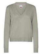 Tjw Essential Vneck Sweater Tops Knitwear Jumpers Green Tommy Jeans