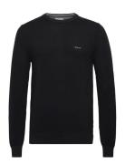 Cotton Pique C-Neck Tops Knitwear Round Necks Black GANT