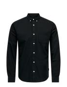 Onsremy Ls Reg Wash Oxford Shirt Tops Shirts Casual Black ONLY & SONS