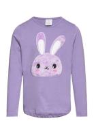 Top L S Rabbit Pile Applique Tops T-shirts Long-sleeved T-shirts Purpl...
