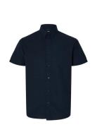 Slhreg-Sun Shirt Ss Noos Tops Shirts Short-sleeved Navy Selected Homme