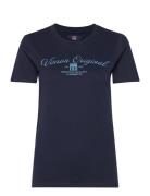 Layla Reg Sj Vin W Tee Tops T-shirts & Tops Short-sleeved Navy VINSON