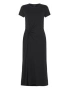 Jersey Twist-Front Midi Dress Polvipituinen Mekko Black Lauren Ralph L...