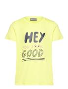 T-Shirt W. Print -S/S, Girl Tops T-shirts Short-sleeved Yellow Color K...