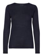 Wool/Tencel Tee Long Sleeve Tops T-shirts & Tops Long-sleeved Navy Pan...