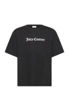 Juicy Flocked Boxy Tee Tops T-shirts Short-sleeved Black Juicy Couture