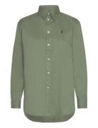 Over Fit Cotton Twill Shirt Tops Shirts Long-sleeved Khaki Green Polo ...