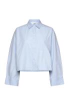 Slfastha Ls Cropped Boxy Shirt B Tops Shirts Long-sleeved Blue Selecte...