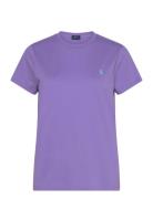 Cotton Jersey Crewneck Tee Tops T-shirts & Tops Short-sleeved Purple P...