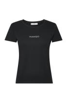 Logo Cotton T-Shirt Tops T-shirts & Tops Short-sleeved Black Mango