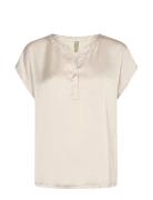 Sc-Thilde Tops Blouses Short-sleeved Cream Soyaconcept