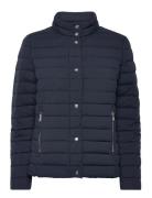 Quilted Funnelneck Puffer Coat Vuorillinen Takki Topattu Takki Navy La...