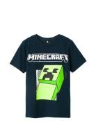 Nkmmobin Minecraft Ss Top Noos Bfu Tops T-shirts Short-sleeved Blue Na...