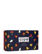3-Pack Food Socks Gift Set Lingerie Socks Regular Socks Navy Happy Soc...