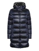 Ladies Down Jacket Topattu Pitkä Takki Navy Colmar