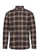 Brushed Checked Shirt L/S Tops Shirts Casual Brown Lindbergh