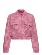 Houndstooth Tweed Jacket Bombertakki Pink Mango