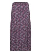 Printed Skirt With Slit Pitkä Hame Purple Mango