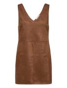 Straight Suede Dress Lyhyt Mekko Brown Mango