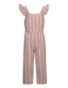 Striped Cotton Jumpsuit Jumpsuit Haalari Pink Mango