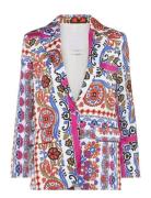 Satin Printed Blazer Blazers Single Breasted Blazers Multi/patterned M...