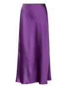 Midi Satin Skirt Polvipituinen Hame Purple Mango