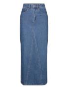 Long Denim Skirt Polvipituinen Hame Blue Mango