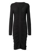 Jin - Wool Jersey Gathered Dress Polvipituinen Mekko Black Rabens Sal ...