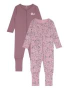 Nbfnightsuit 2P Zip Ff Grape Flower Noos Pyjama Sie Jumpsuit Haalari P...