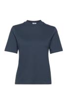 Mock Neck Tee Tops T-shirts & Tops Short-sleeved Navy Filippa K