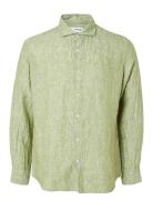 Slhregkylian-Linen Shirt Ls Cut Away Tops Shirts Casual Green Selected...