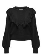 Onlcherry Ls Ruffle O-Neck Cc Knt Tops Knitwear Jumpers Black ONLY