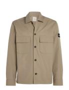 Cotton Nylon Overshirt Tops Overshirts Beige Calvin Klein