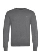 Cotton C-Neck Tops Knitwear Round Necks Grey GANT